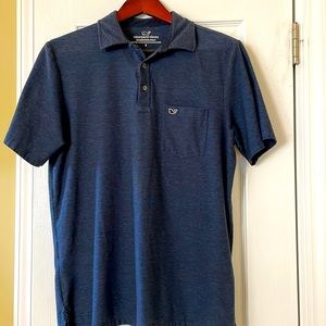 Vineyard Vines Mens S polo shirt in navy blue subtle stripe